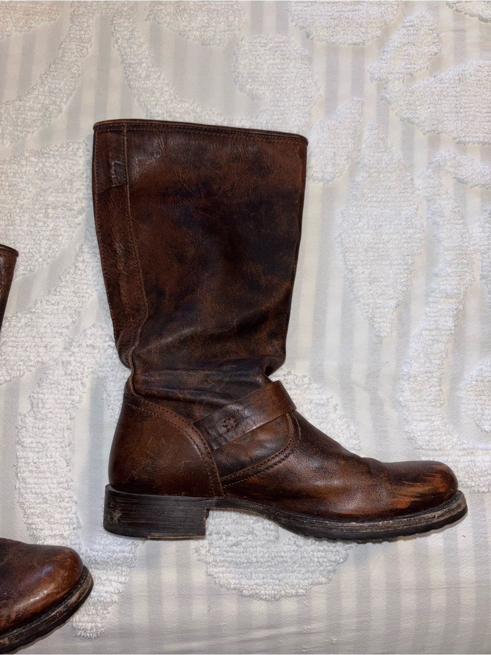 Frye Brown Suede-Lined Leather Boots Size 8 - Picture 13 of 15